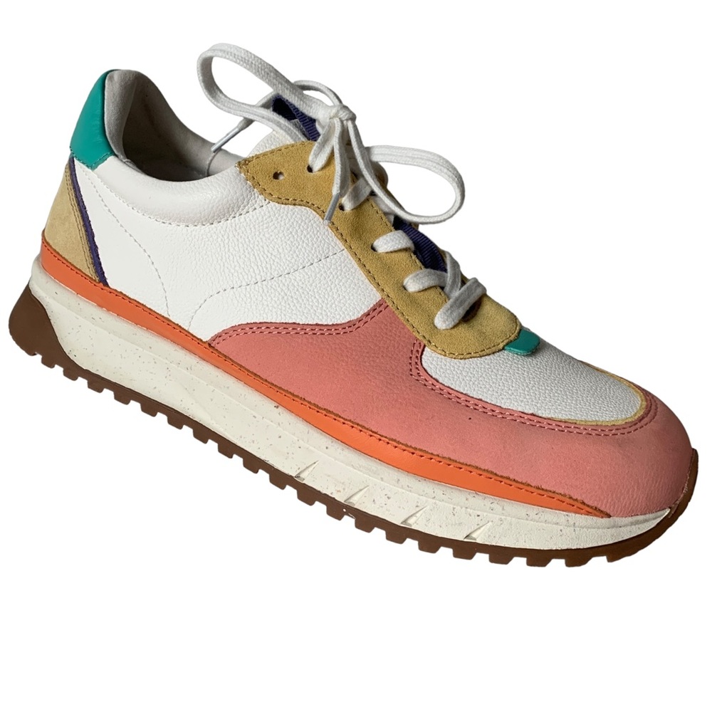 Madewell Kickoff Trainer Sneakers Colorblock Leather Antique Coral Women Sz 10.